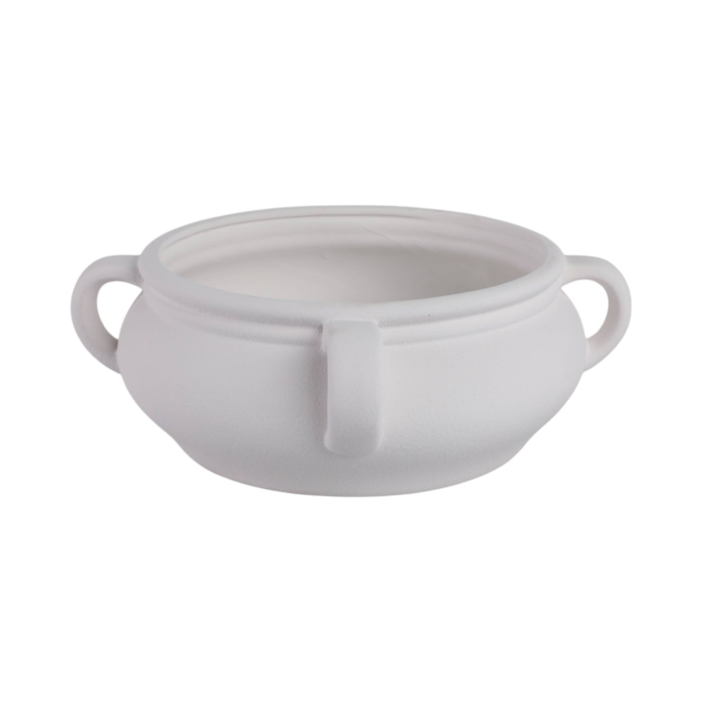 Ceramic Modern Textured Three-Handle Bowl - White, 11 in.