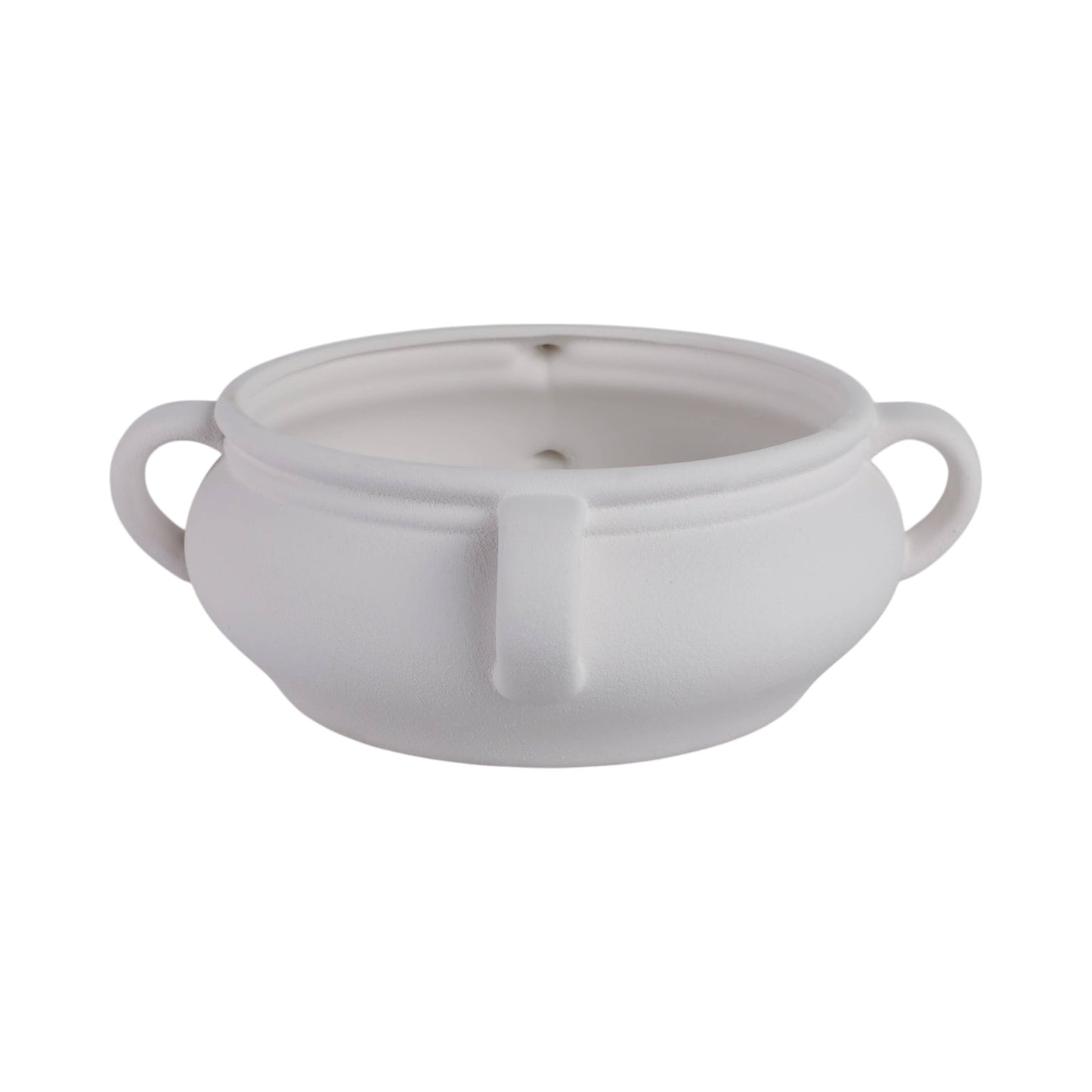 Ceramic Modern Textured Three-Handle Bowl - White, 11 in.