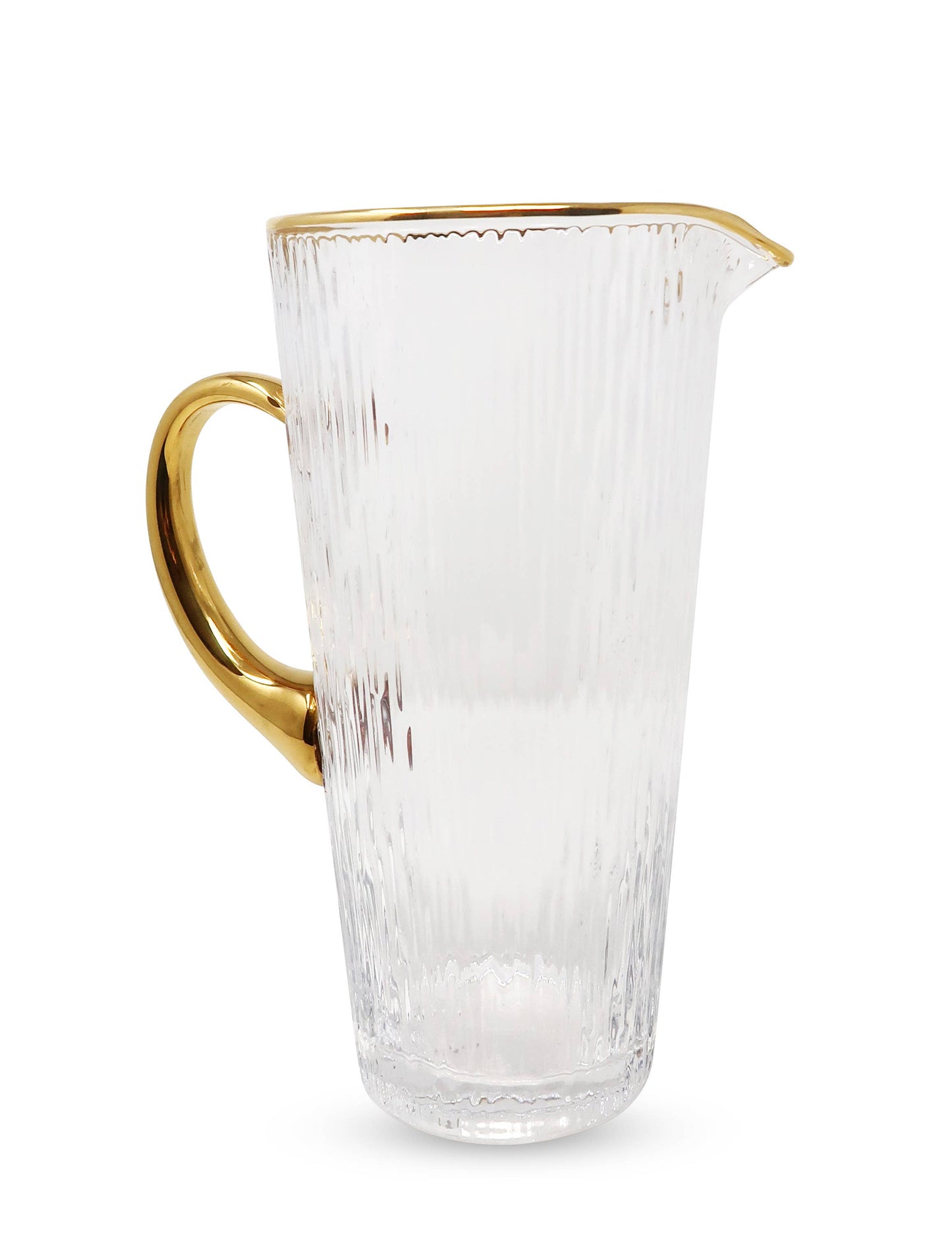 Clear Pitcher with Gold Handle and Rim