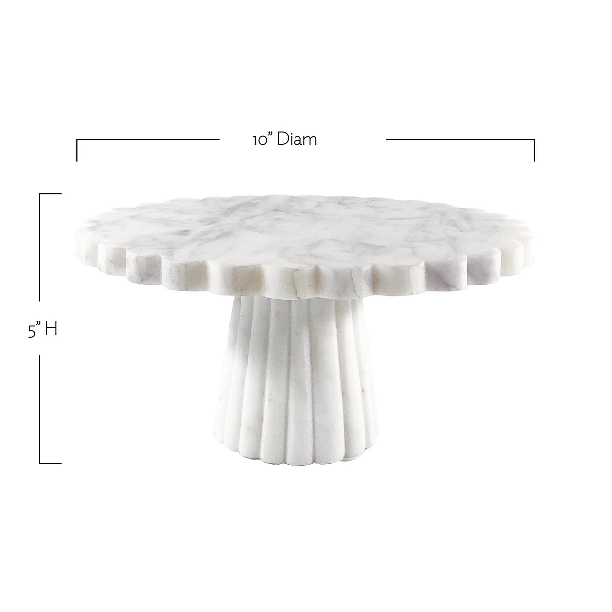 Verona Scalloped Green Marble Cake Stand