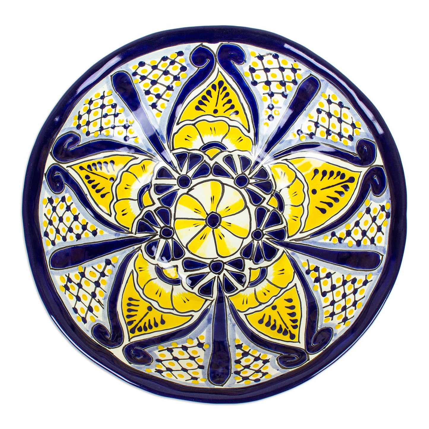 Novica Handmade Sunny Blooms Ceramic Salad Bowl