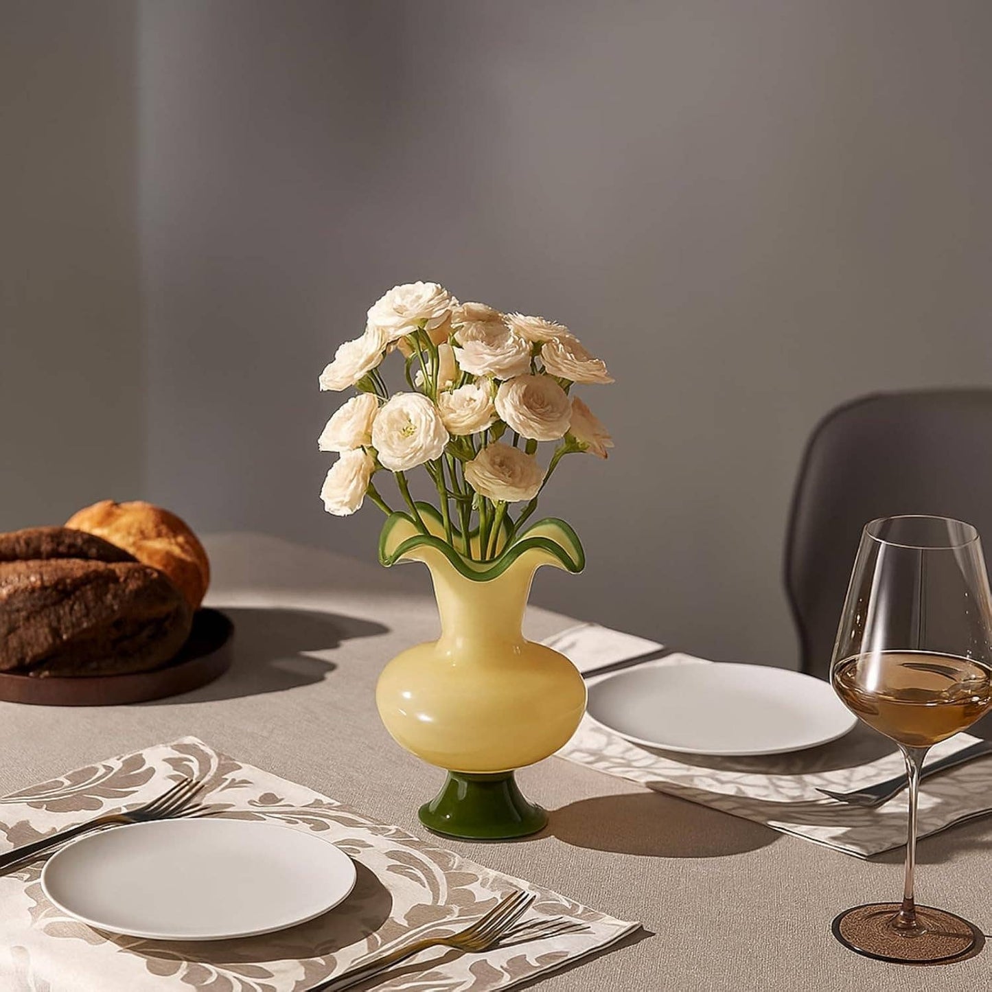 Verdant Bloom Hand-Blown Glass Flower Vase Décor - 11"