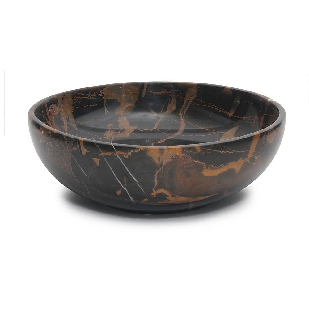 12" Black & Gold Marble Decorative Bowl