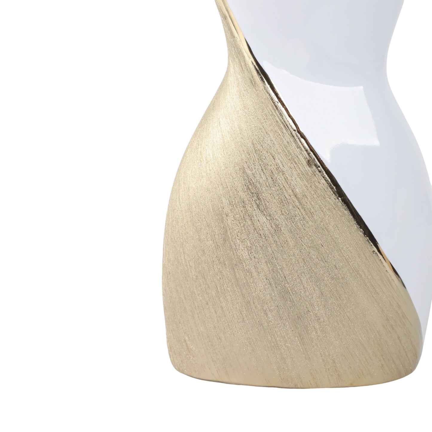 Ceramic Modern Two-Tone Twisted Flower Vase - Gold, 16 in.