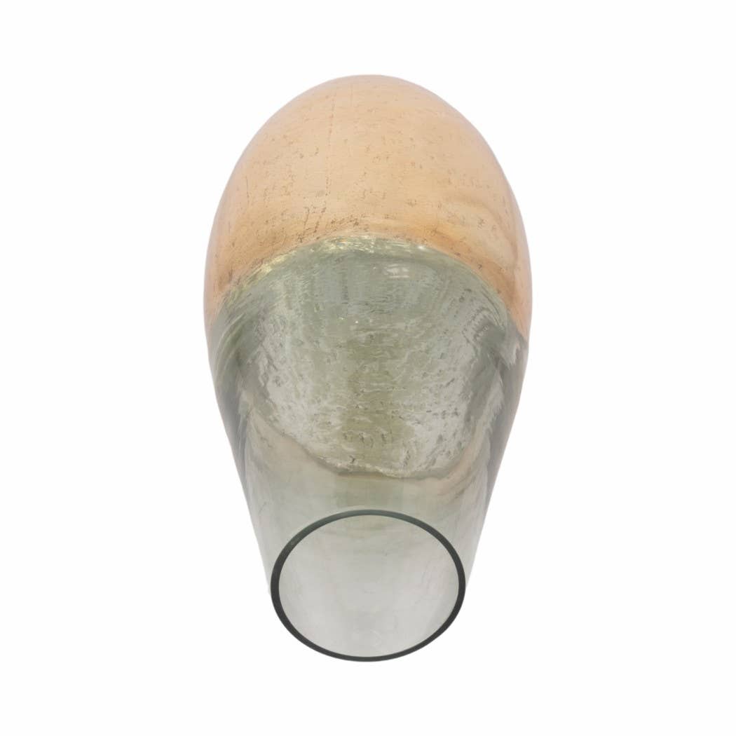 Clear 15 in. Glass Modern Gold-Dipped Vase