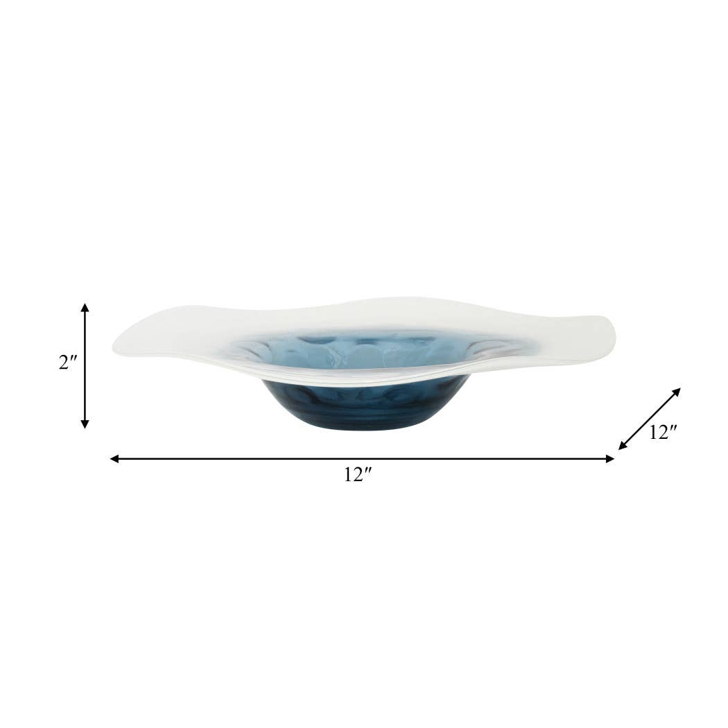 Glass Coastal-Inspired Waters Decorative Bowl - Blue, 12 in.
