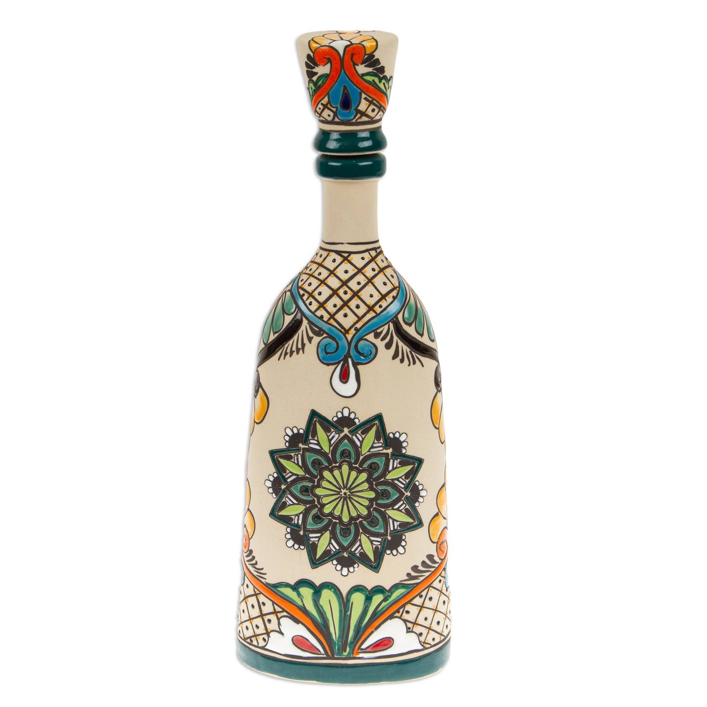 Green Mandala Flavors Ceramic Decanter