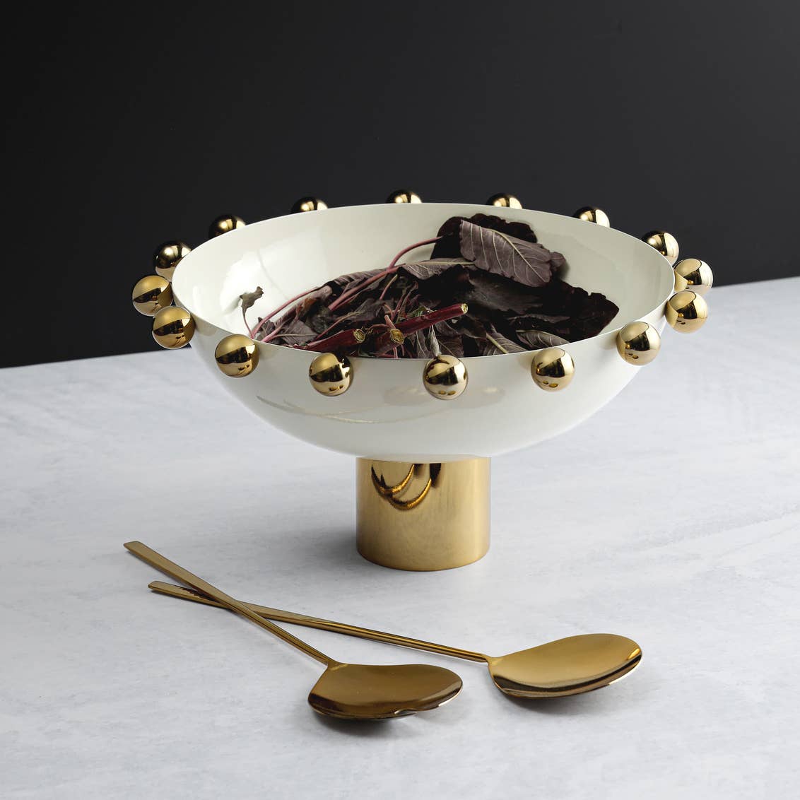 White and Gold Footed Bowl