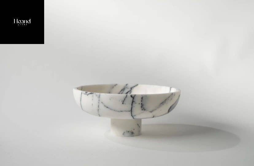 MARBLE PEDESTAL BOWL with LEG- Large  Table Top Décor Bowl