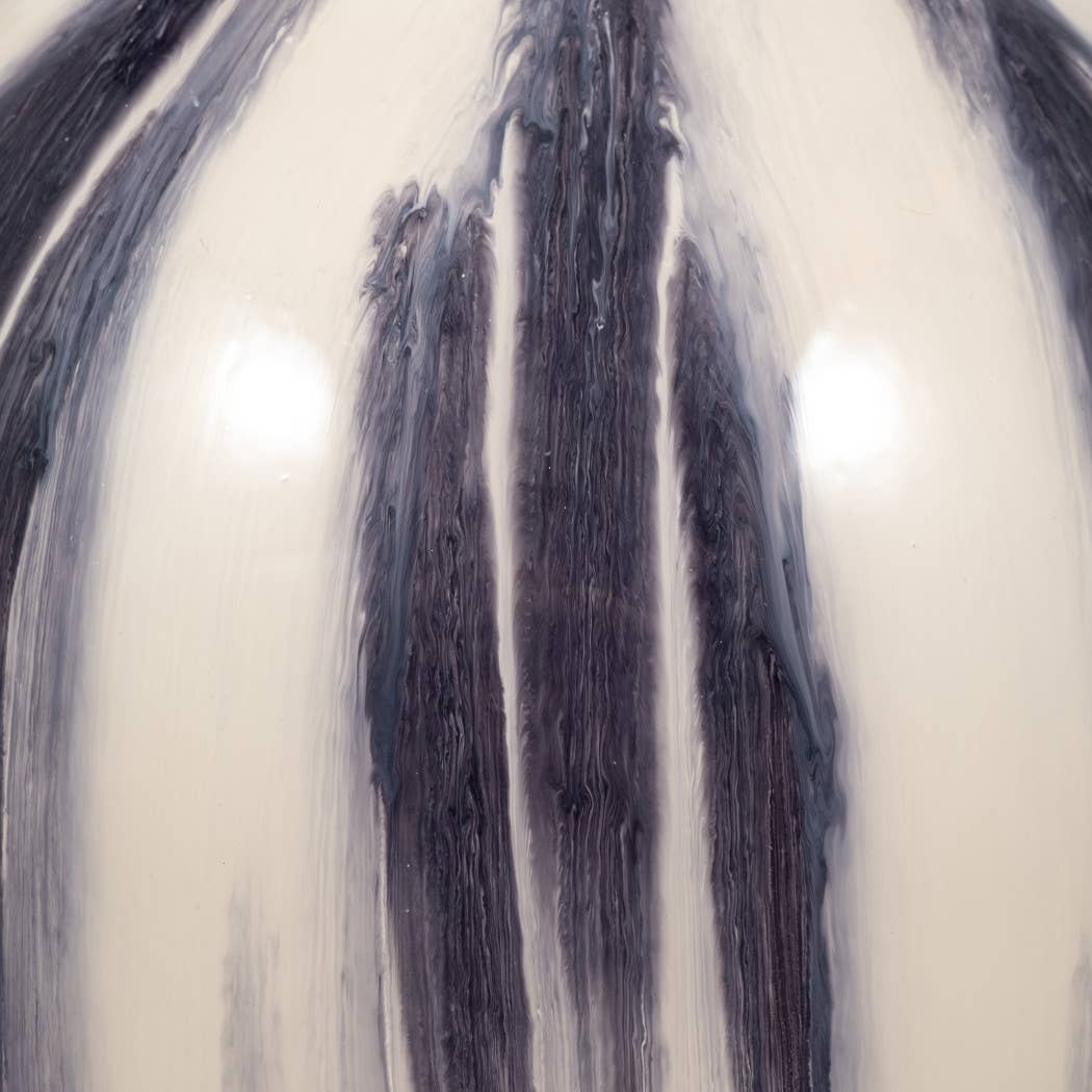 Glass Round Abstract Striped Pattern Vase - Blue, 20 in.