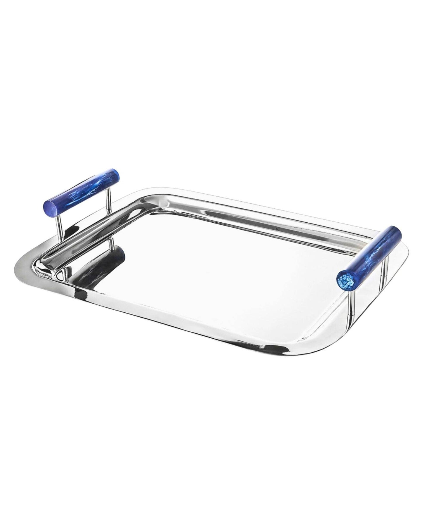 Azure Blue Resin & Stainless Steel Tray