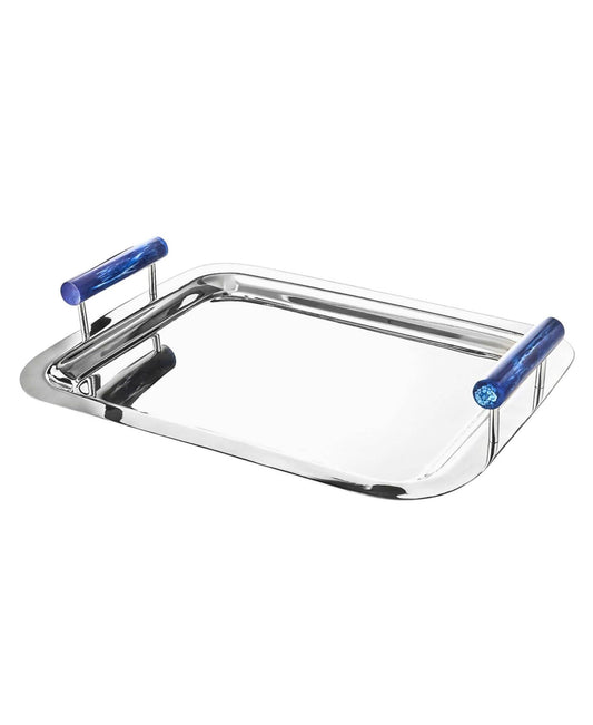 Azure Blue Resin & Stainless Steel Tray