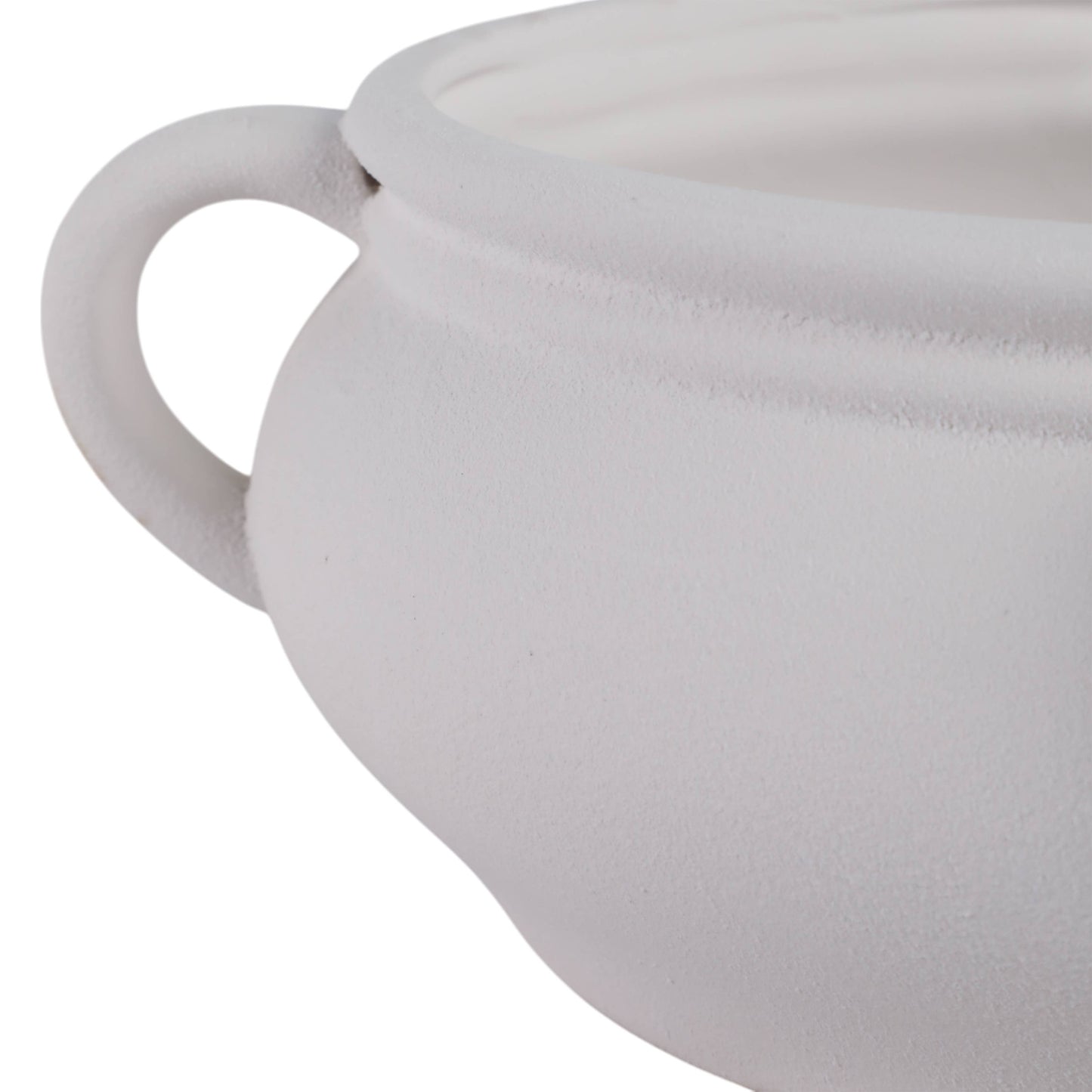 Ceramic Modern Textured Three-Handle Bowl - White, 11 in.