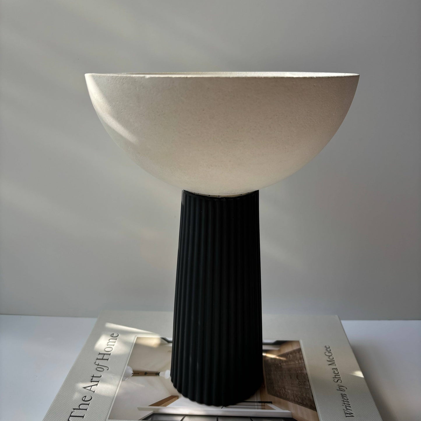 Leo - Pedestal Bowl | Concrete Decorative Bowl: Black & White