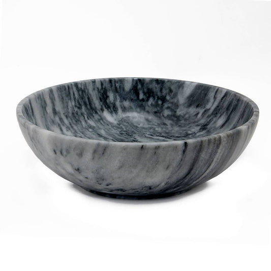 12" Cloud Gray Marble Decorative Bowl