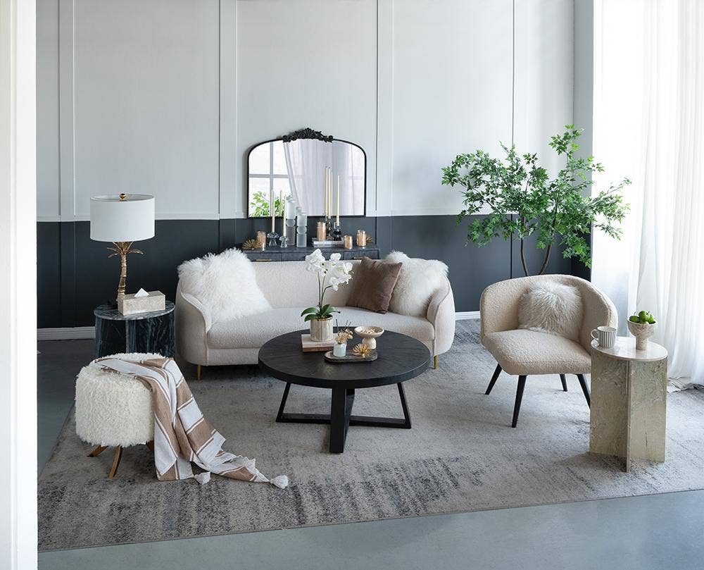 D6x6" Round Marble Pedestal Bowl - Cream