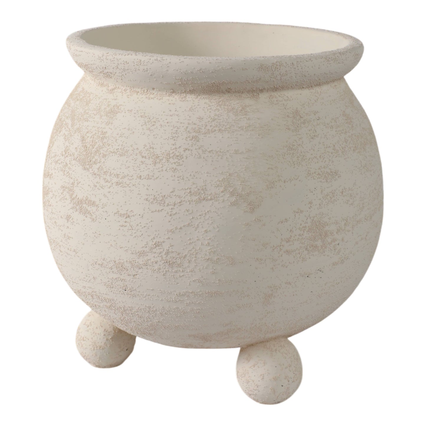 Ceramic Textured Rounded Planter On Ball Feet - Ivory, 9 in.