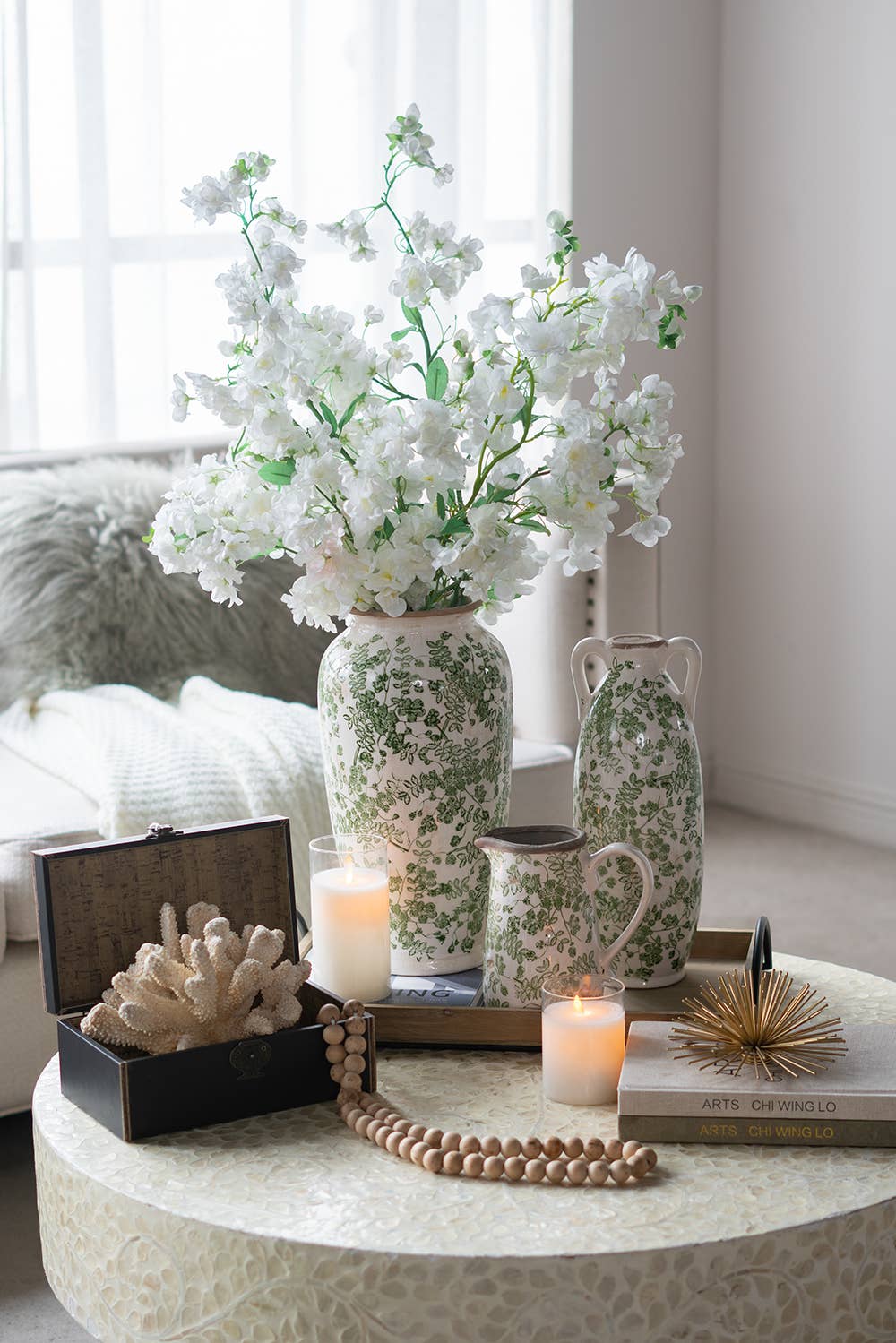 7.5x7.5x14.5" Verdant Whisper Ceramic Vase