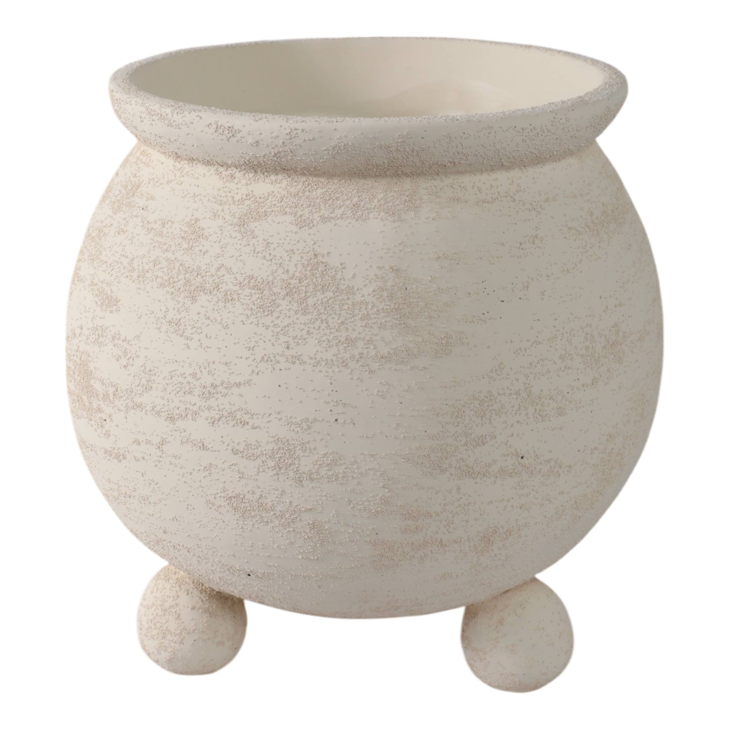 Ceramic Textured Rounded Planter On Ball Feet - Ivory, 9 in.