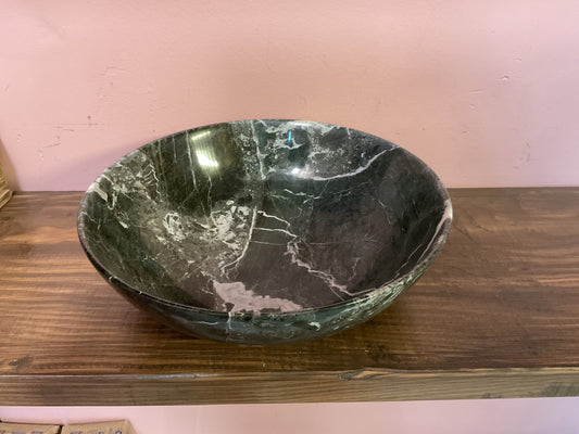 BLACK ZEBRA MARBLE BOWL 12”