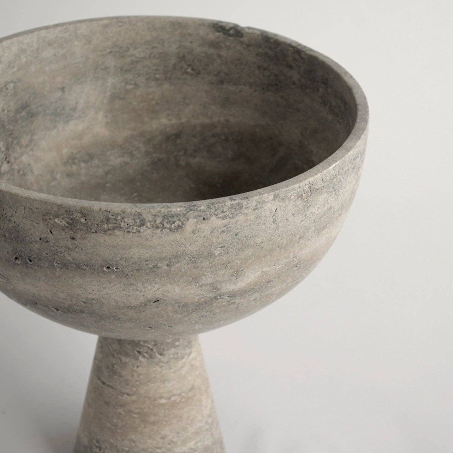 SILVER TRAVERTINE PEDESTAL BOWL