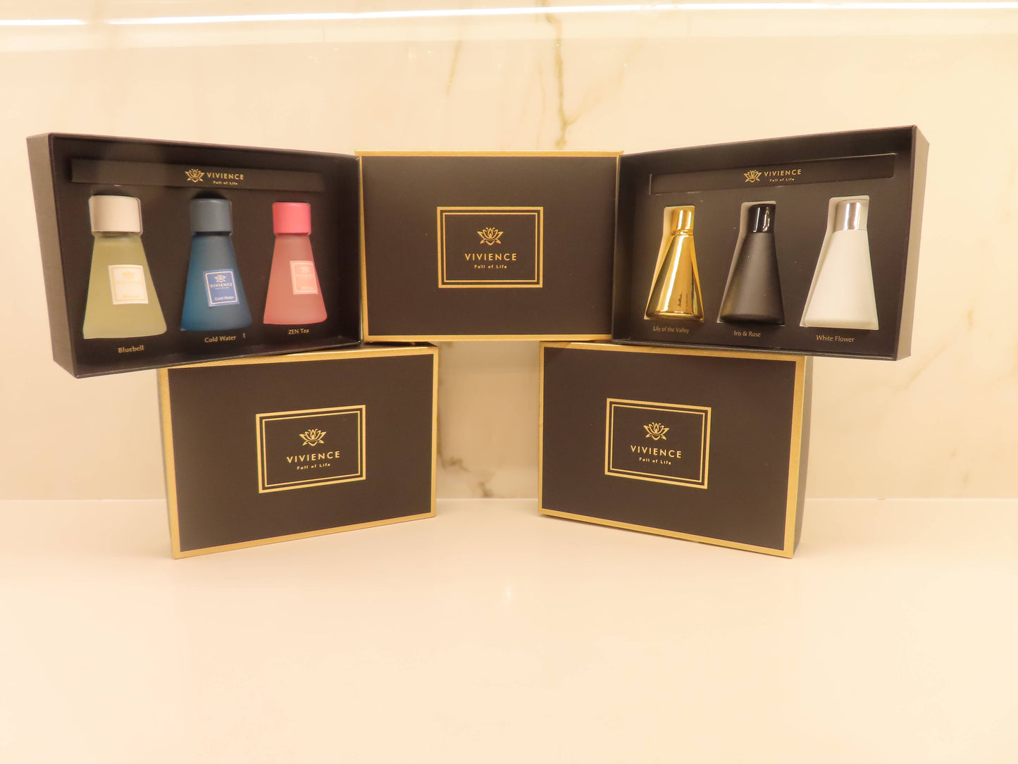 S/3 Diffusers- White/Black/Gold - Assorted Scents