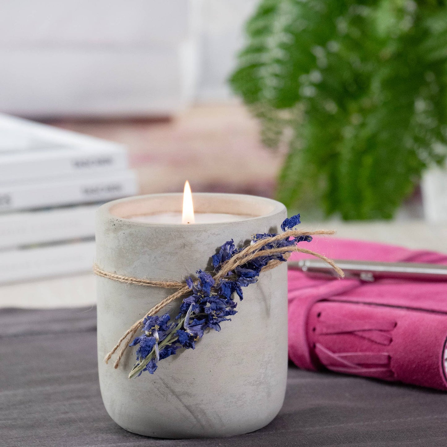 Larkspur Amethyst Cement Candle