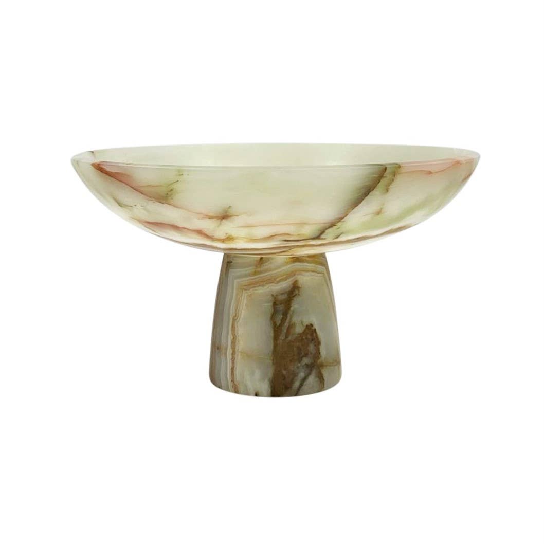 12" Light Green Onyx Honed Finish Footed Bowl