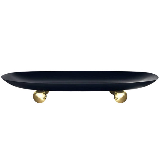 Temari Black and Gold Footed Oval Platter