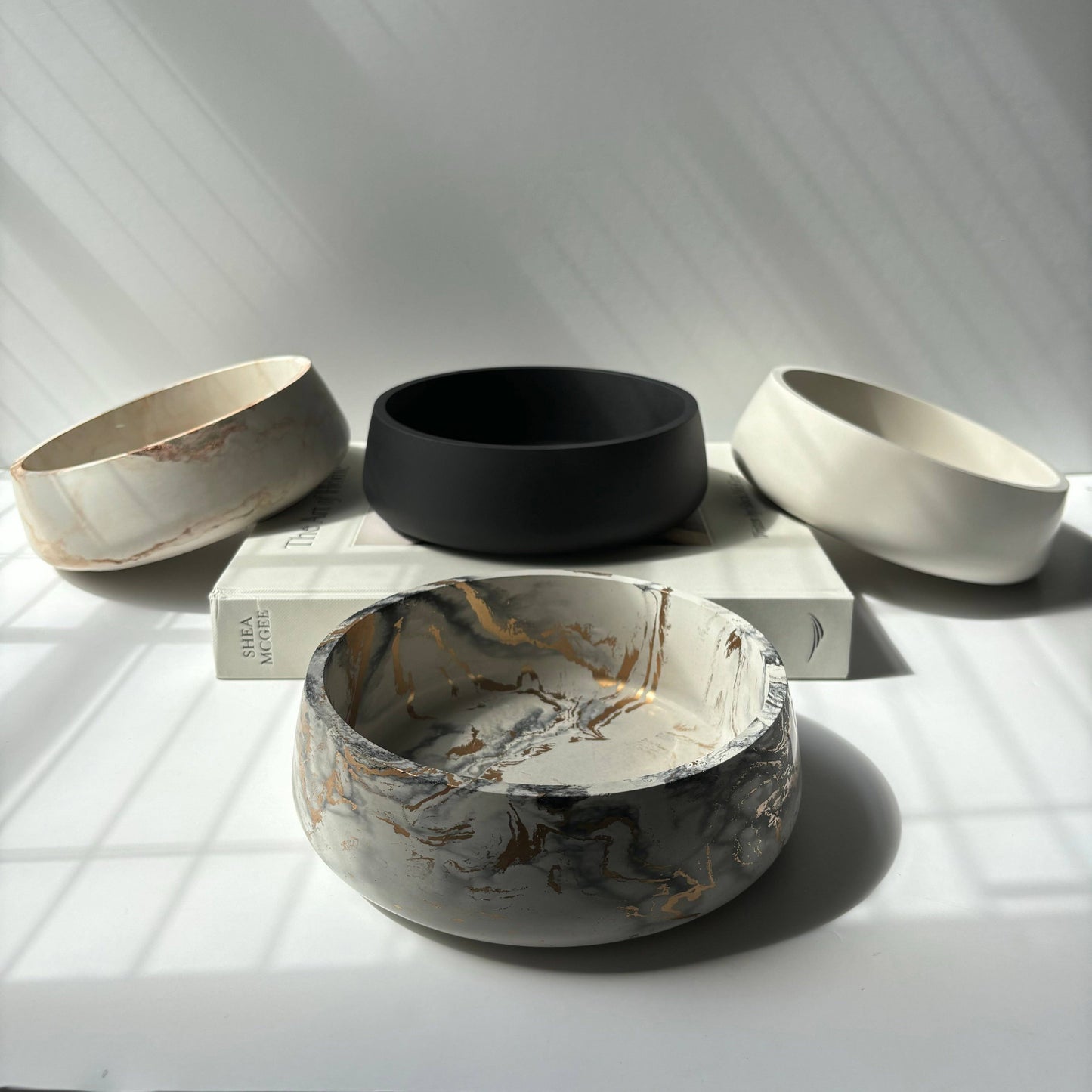 Concrete Bowl: Black fusion marble / Without hole