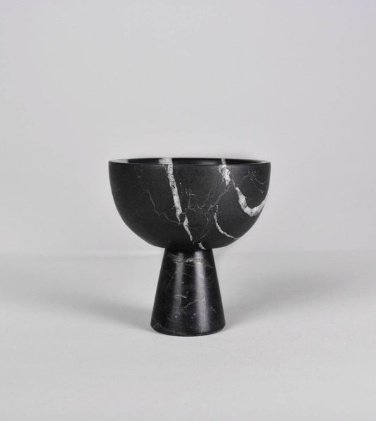 BLACK MARBLE PEDESTAL BOWL SMALL