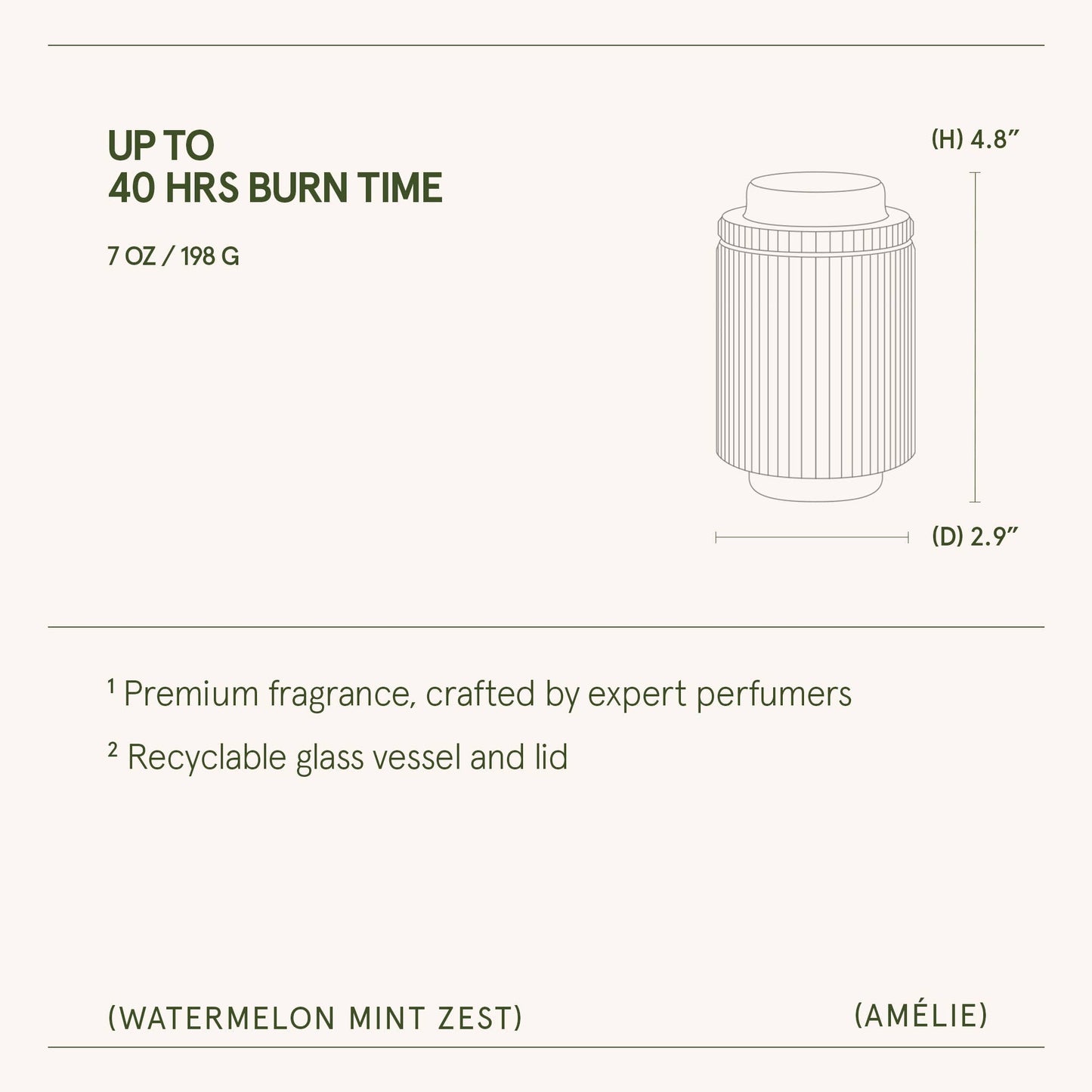 Scented Candle - Watermelon Mint Zest - 7oz | La Jolie Muse