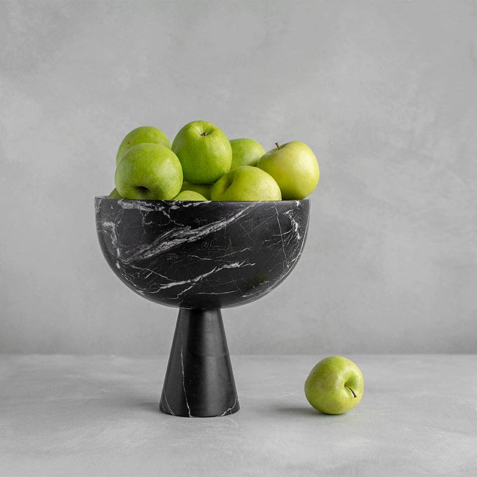 BLACK MARBLE PEDESTAL BOWL XL