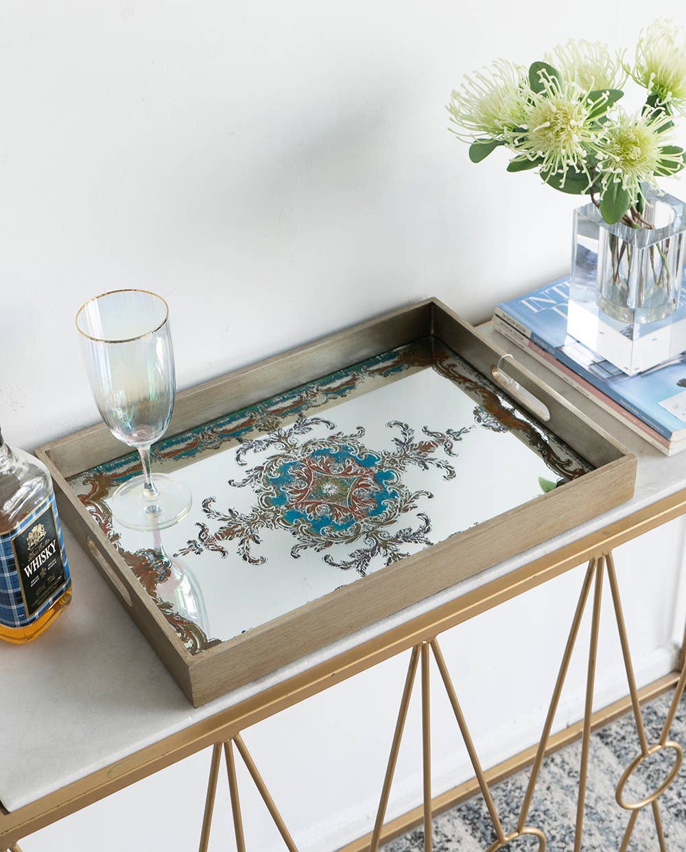 18x13x2" Opulent Baroque Mirror Tray