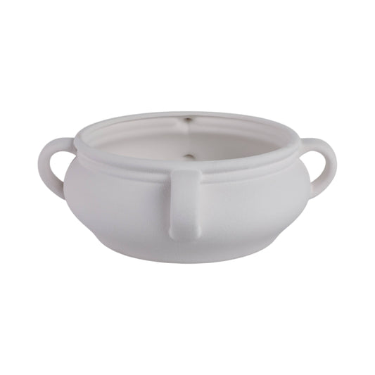 Ceramic Modern Textured Three-Handle Bowl - White, 11 in.