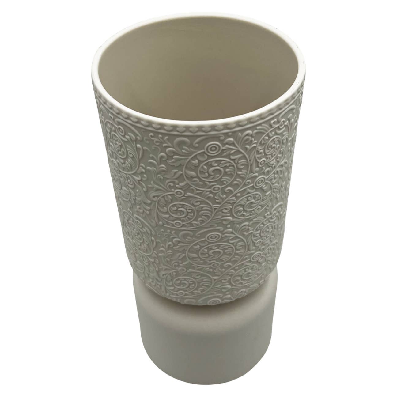 12" High Modern Ceramic Vase: White