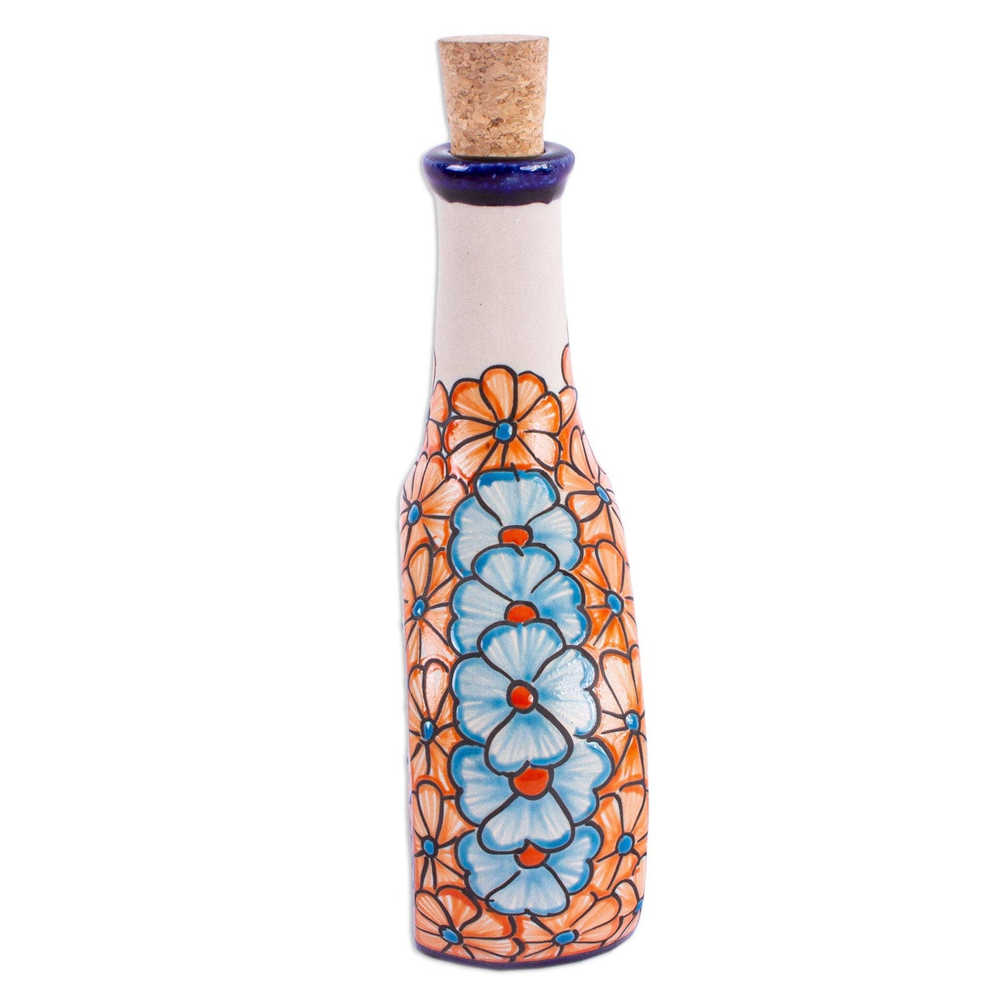 Novica Handmade Floral Spirits Ceramic Decanter