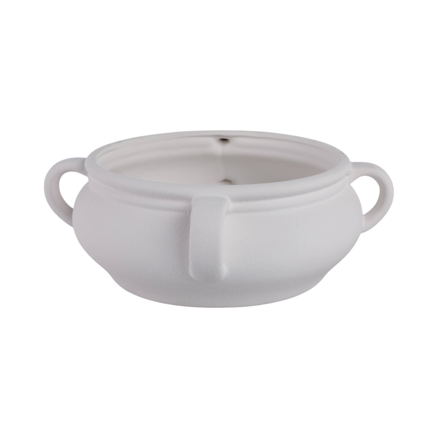Ceramic Modern Textured Three-Handle Bowl - White, 11 in.