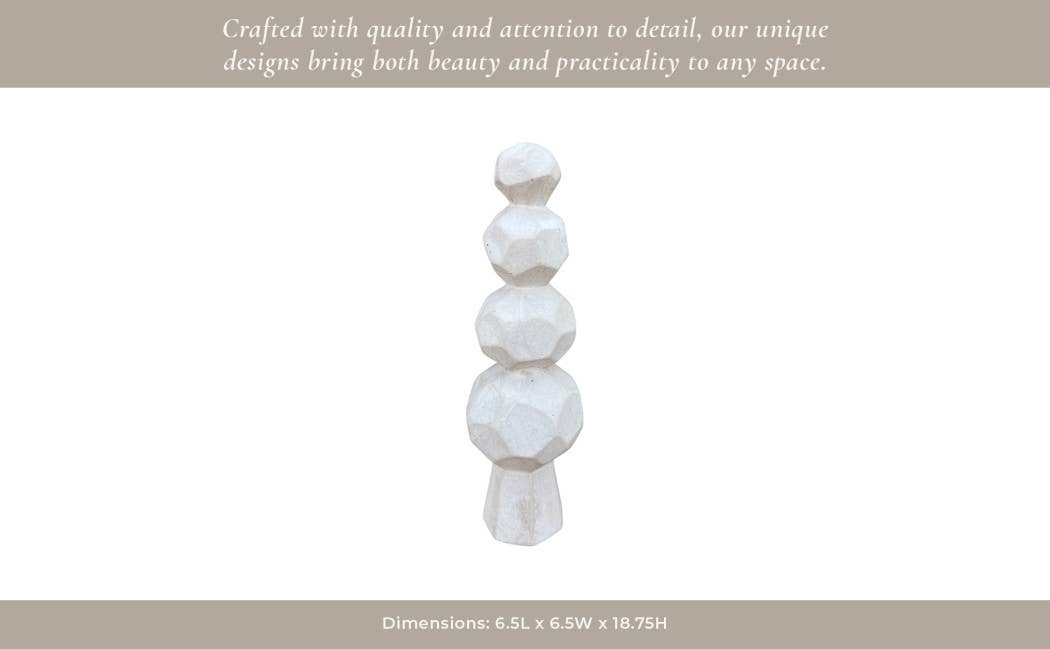 Ceramic Faceted Rocks Geometric Sculpture - White, 19 in.