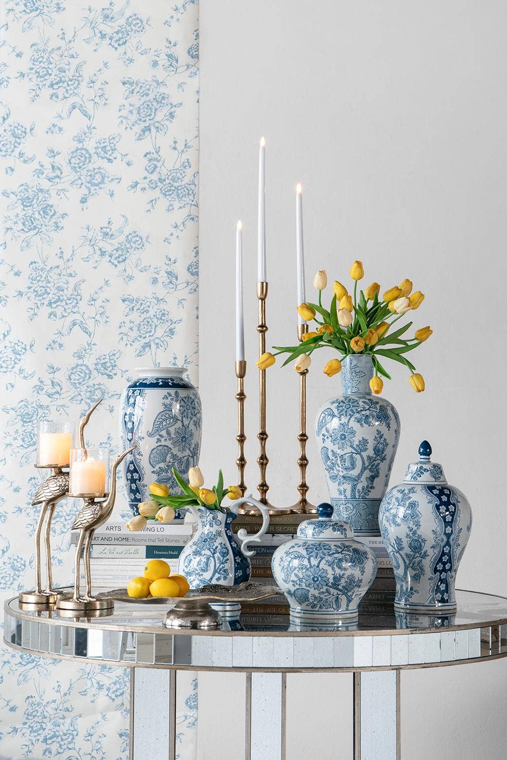 9x5x10" Decorative Porcelain Pitcher w/ Blue & White Floral