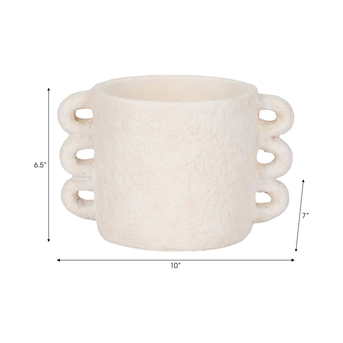 Ceramic Multi-Loop Arch Handle Planter - White, 10 in.