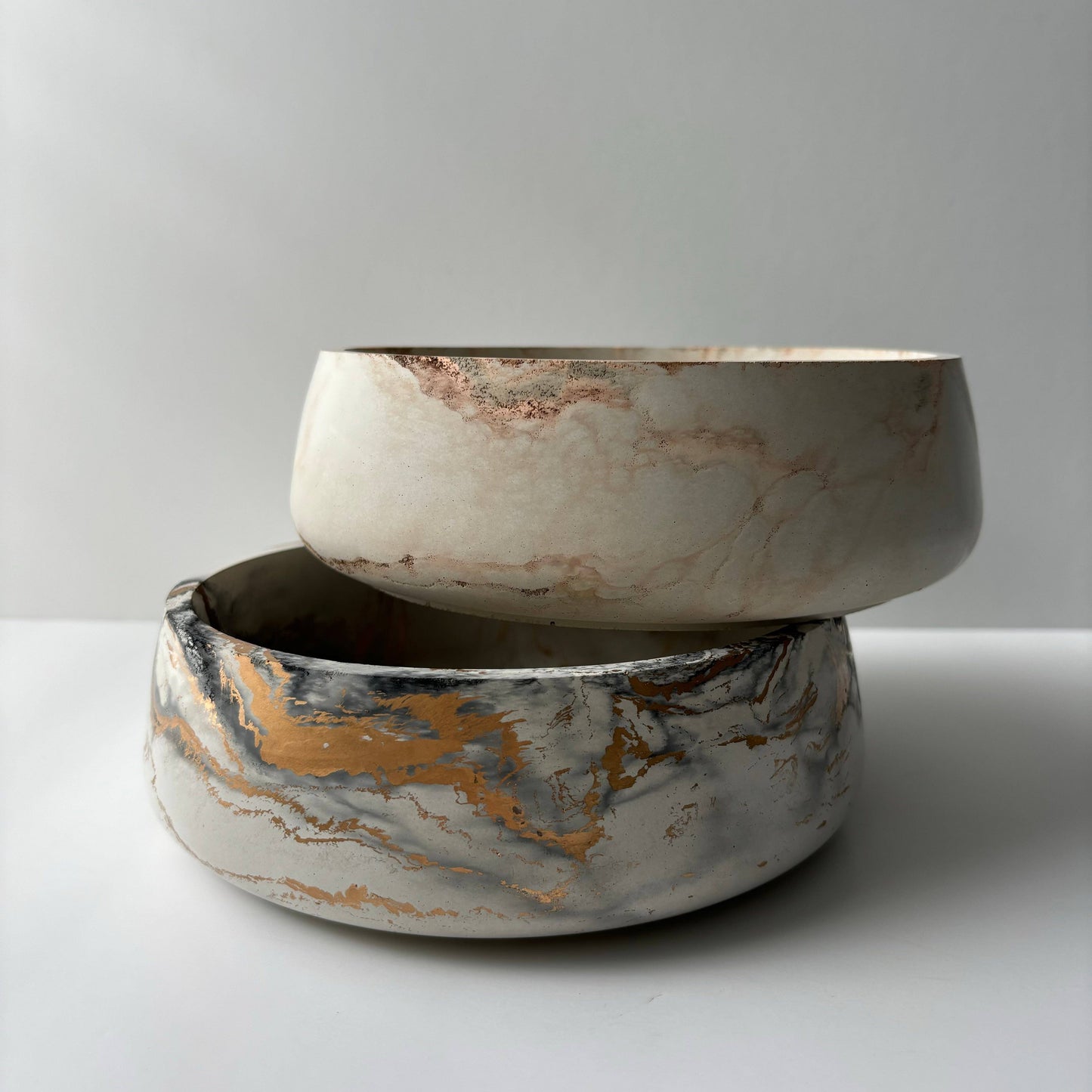 Concrete Bowl: Black fusion marble / Without hole