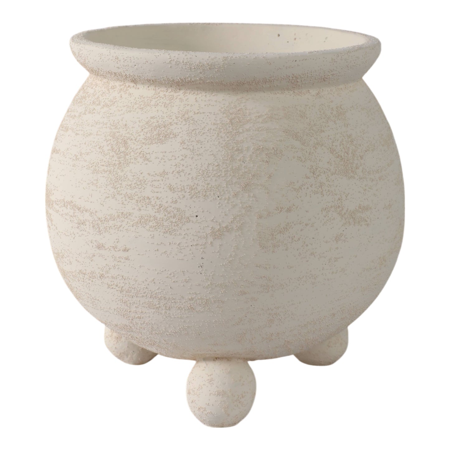 Ceramic Textured Rounded Planter On Ball Feet - Ivory, 9 in.