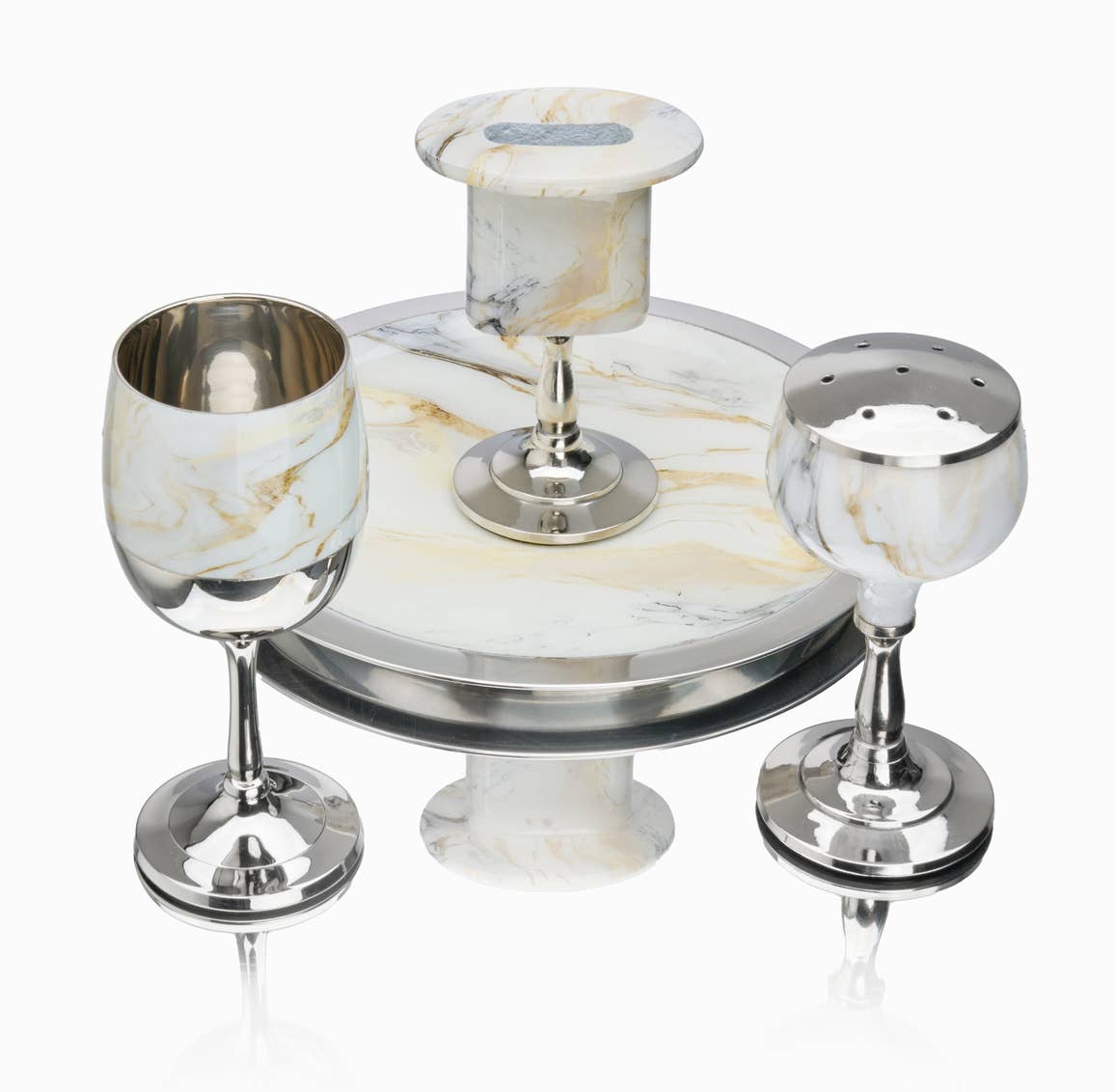 Abstract White & Gold Havdalah - Judaica