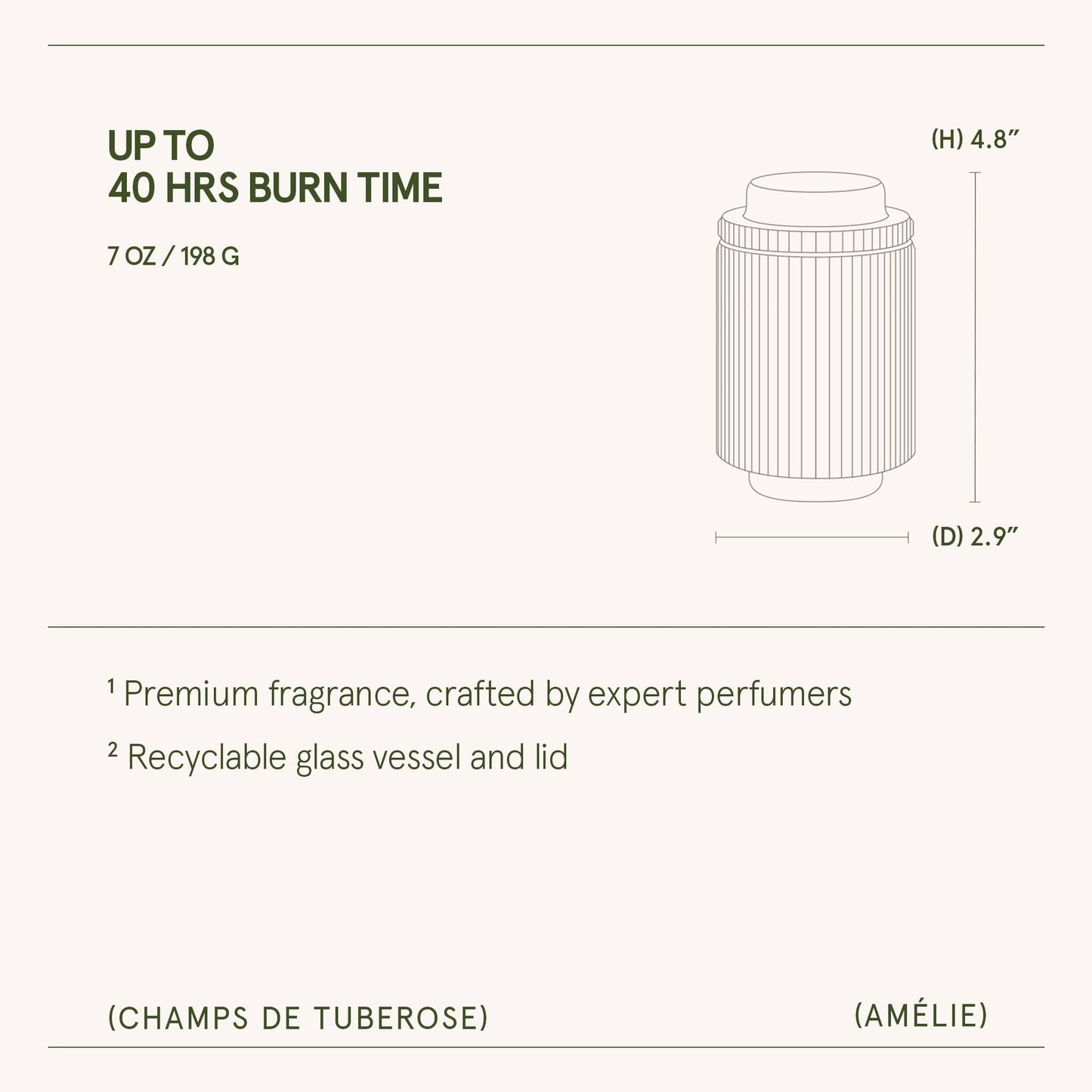 Scented Candle - Champs de Tuberose - 7oz | La Jolie Muse