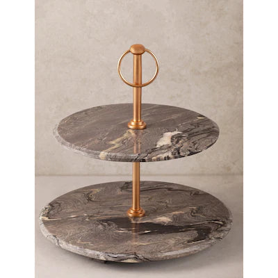 Heavenly Brown Onyx Two-Tier Cake Stand - Large