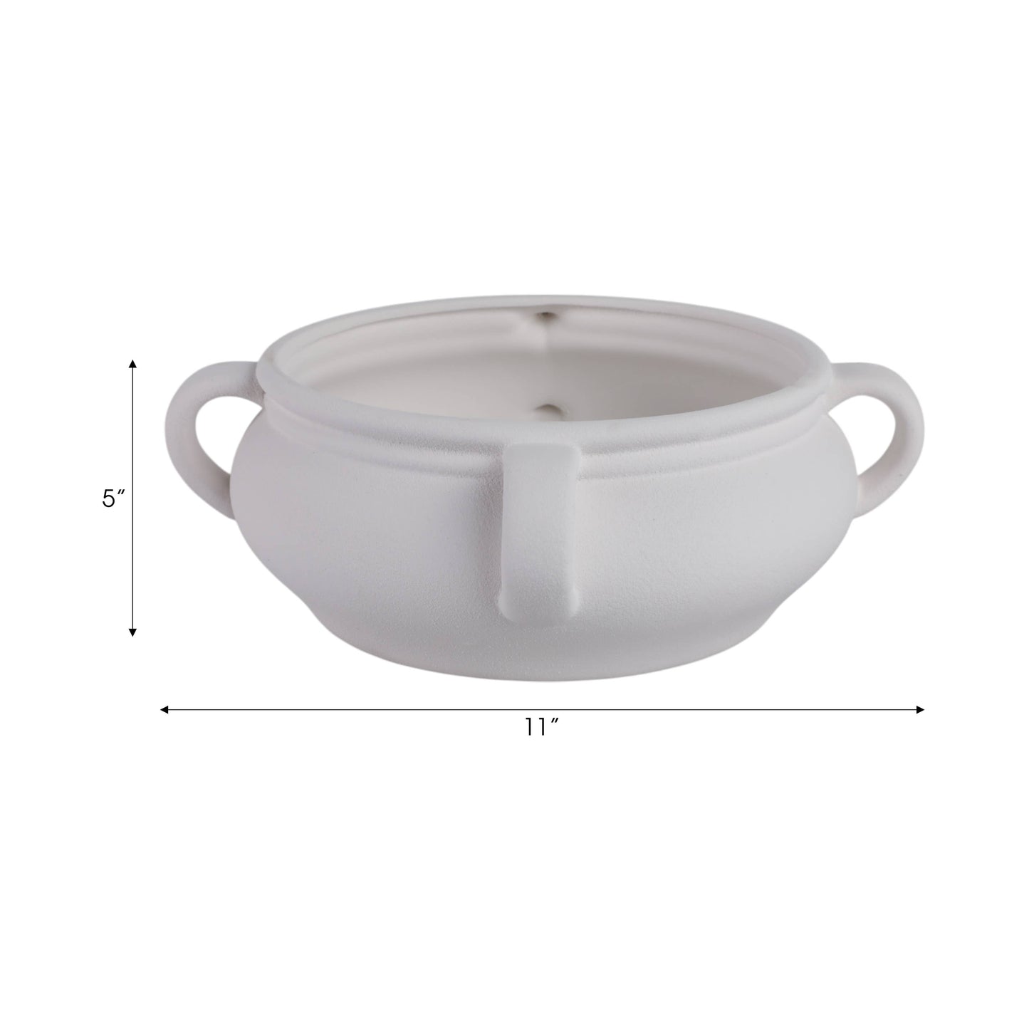 Ceramic Modern Textured Three-Handle Bowl - White, 11 in.