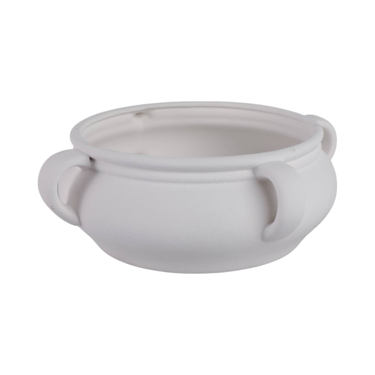 Ceramic Modern Textured Three-Handle Bowl - White, 11 in.