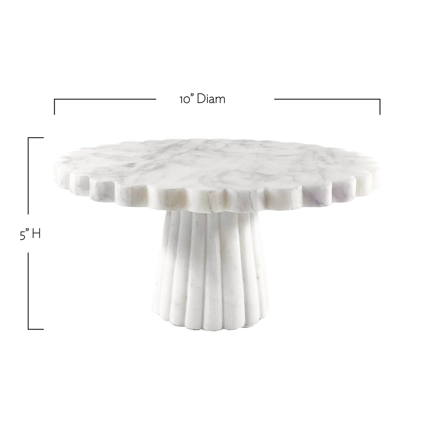 Verona Scalloped Green Marble Cake Stand