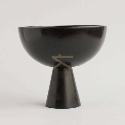 BLACK MARBLE PEDESTAL BOWL LARGE